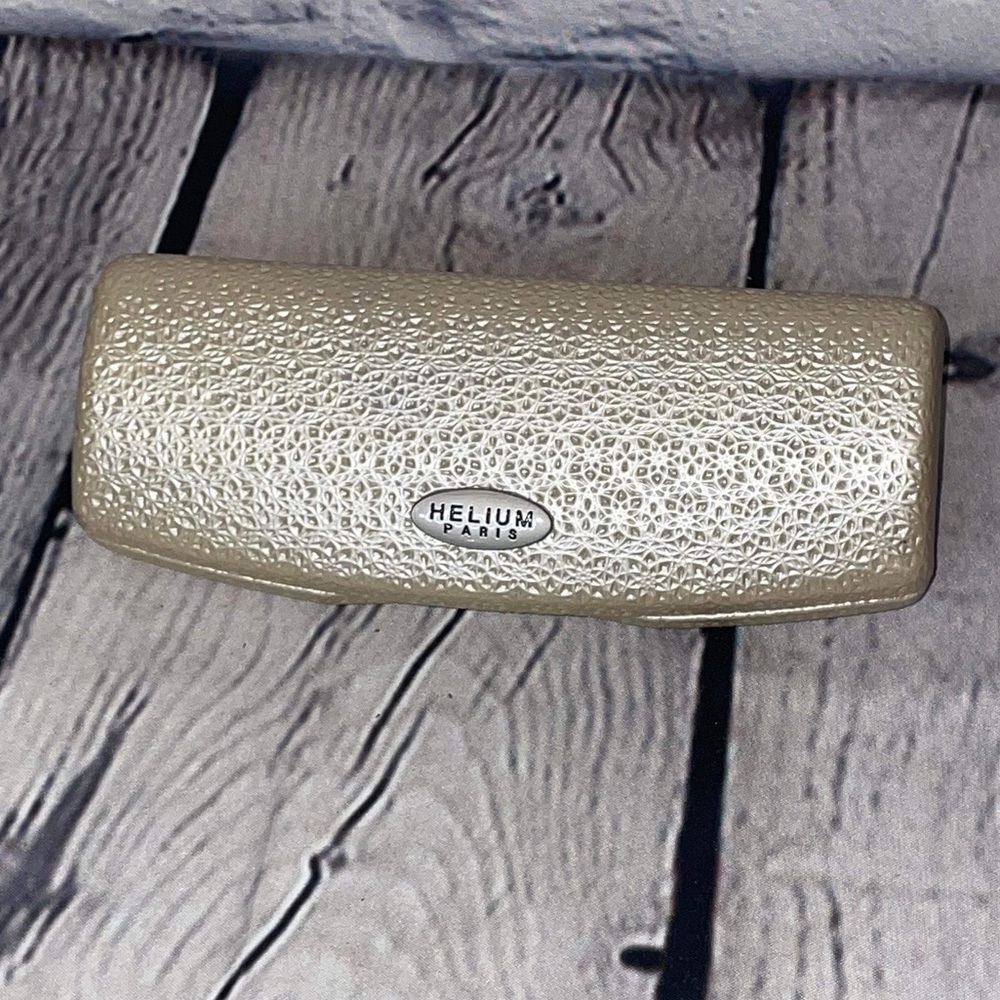 Helium Paris Eye Glass Case Gold Color Hard Shell Easy Grip Excellent Condition